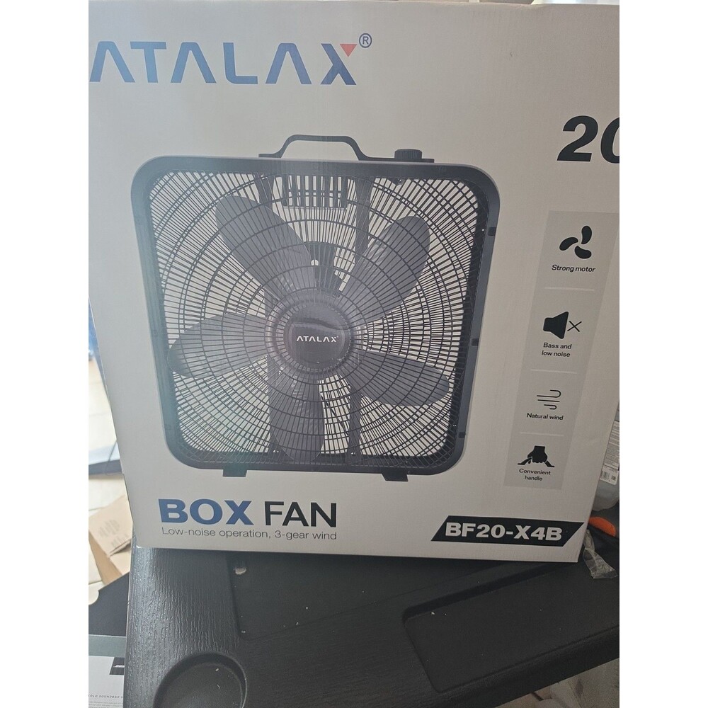 atalax box fan  20 inches low noise operation 3-gear wind